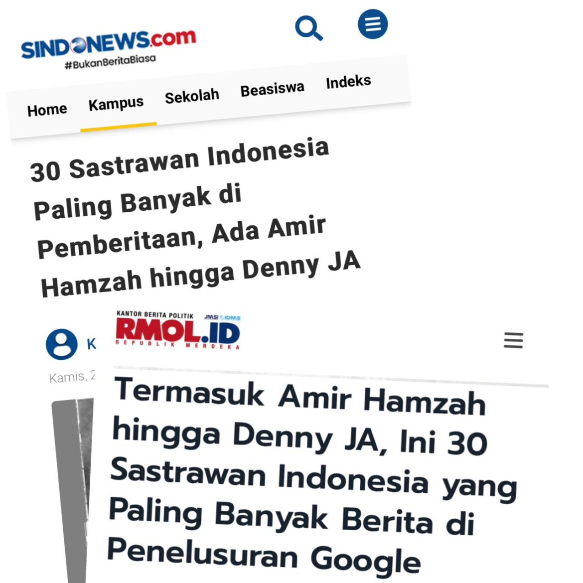 DARI AMIR HAMZAH HINGGA DENNY JA, INI 30 SASTRAWAN PALING BANYAK BERITA DI PENELUSURAN GOOGLE