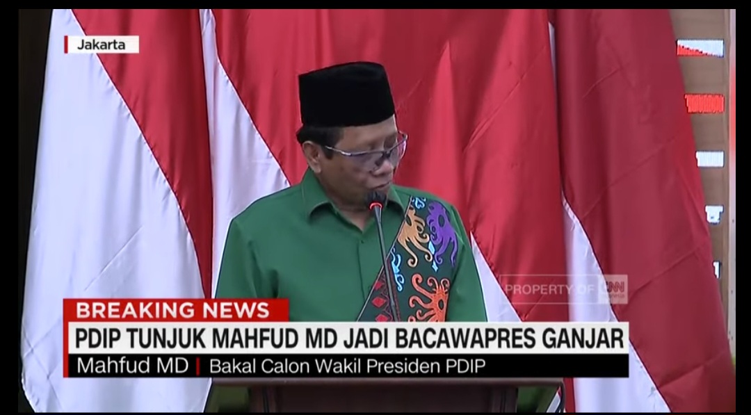 PIDATO MAHFUD MD DITUNJUK JADI CAWAPRES GANJAR PRANOWO