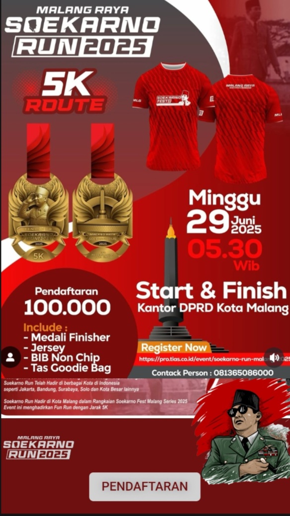 COMING SOON, 3 DPC PDI PERJUANGAN MALANG RAYA AKAN GELAR EVENT SOEKARNO RUN 29 JUNI 2025