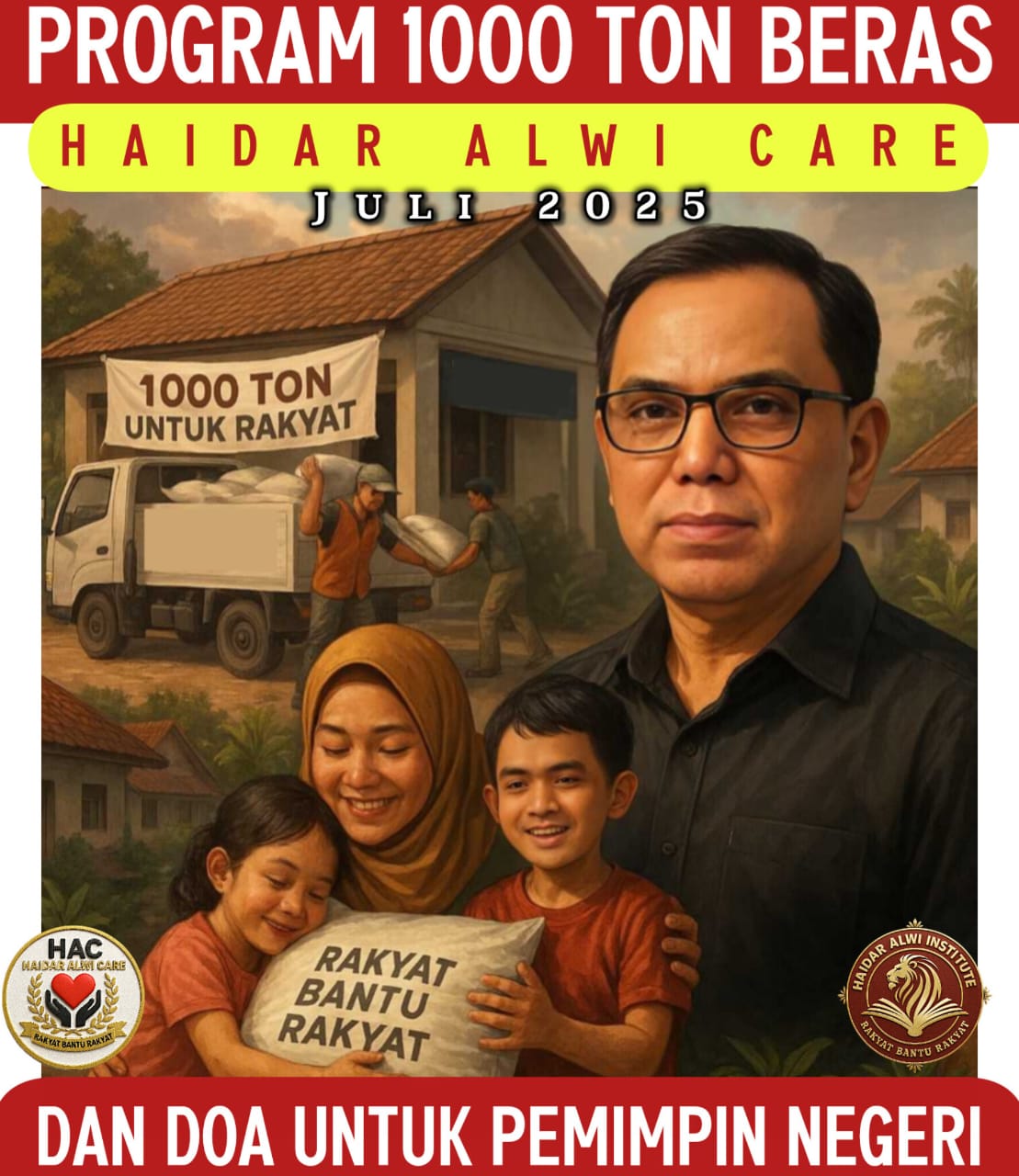 Haidar Alwi Berbagi: 1000 Ton Beras, Dua Juta Santunan, dan Doa untuk Pemimpin Negeri