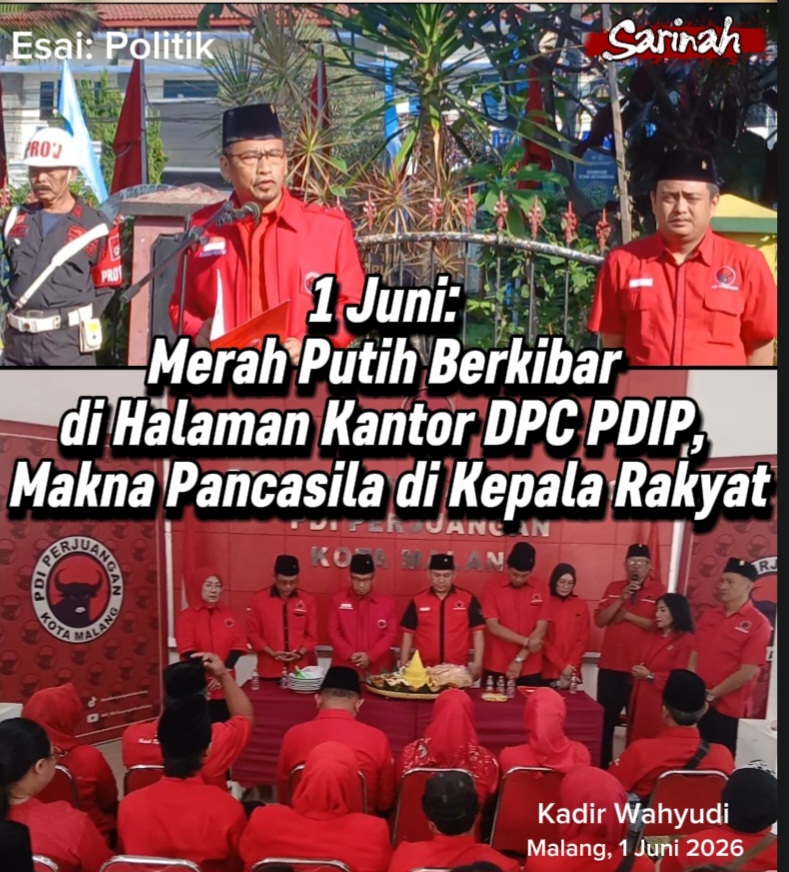 1 Juni: Merah Putih Berkibar di Halaman Kantor DPC PDIP, Makna Pancasila di Kepala Rakyat